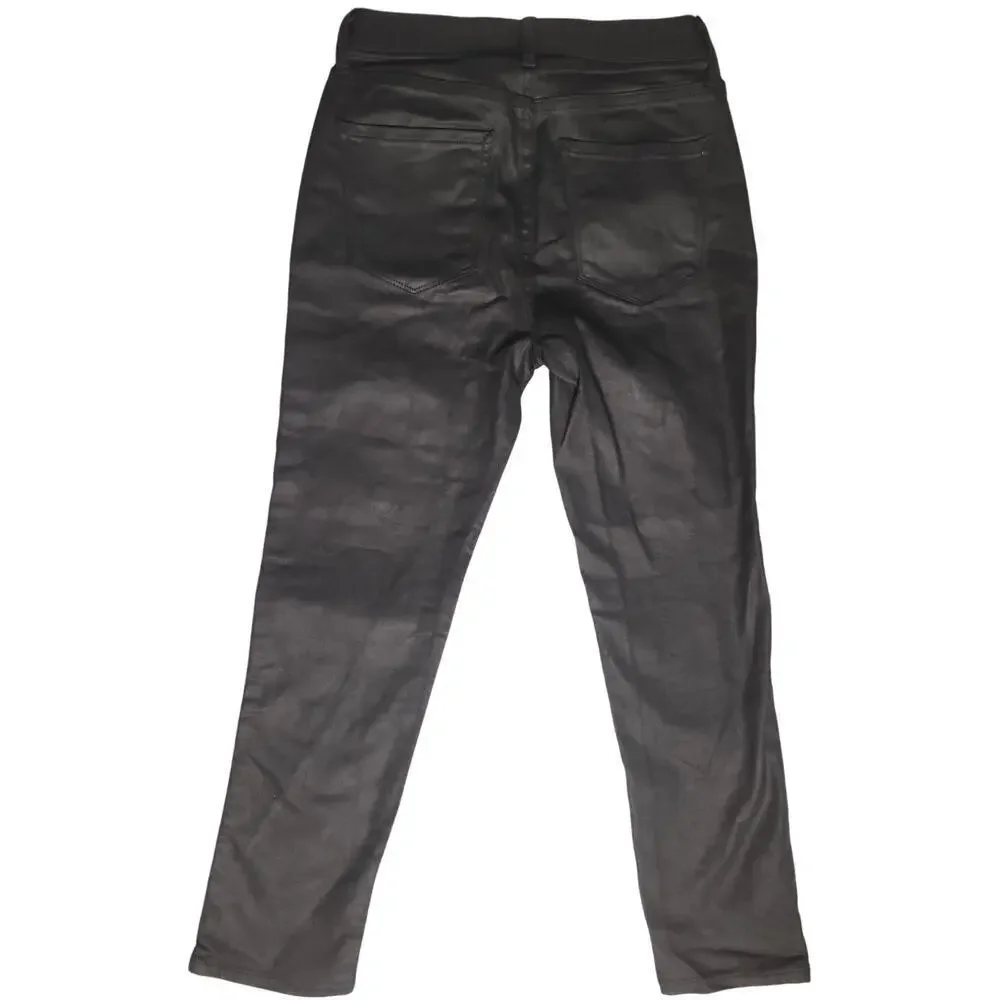 A.N.A. Jeans Women Leather Look Black High Rise Straight Sz 2
